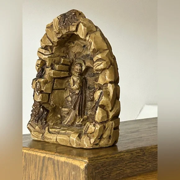 Mid Century Vintage Composite Grotto Enclave Christian Christmas Nativity Scene